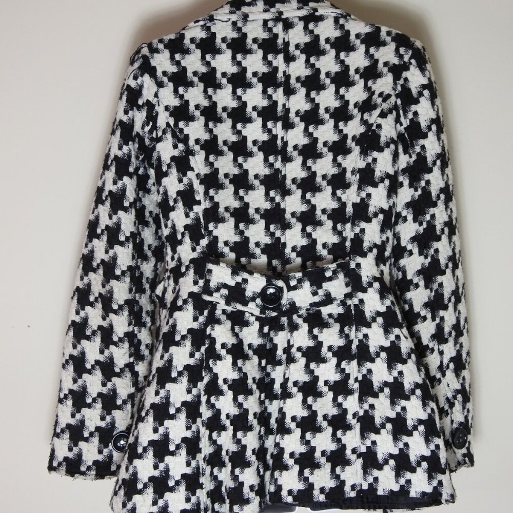 Vintage Candies Size M Black Ivory Big Houndstooth Peacoat Jacket Wool 90s - Picture 8 of 11